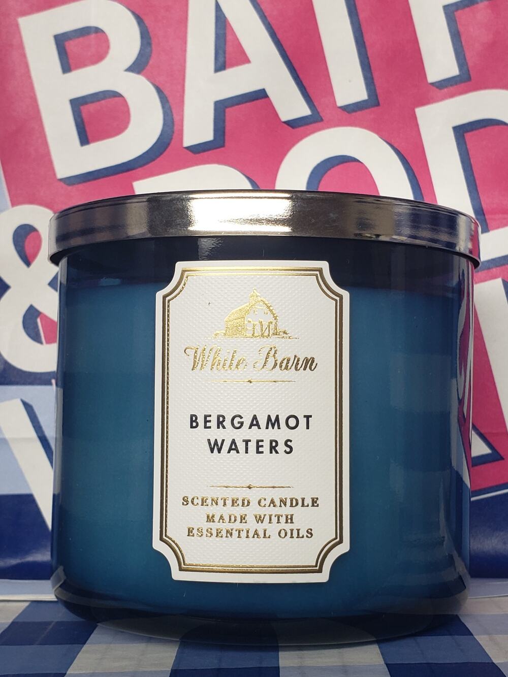 BBW Bergamot Waters Large 3 Wick Candle Home Fragrance Decor